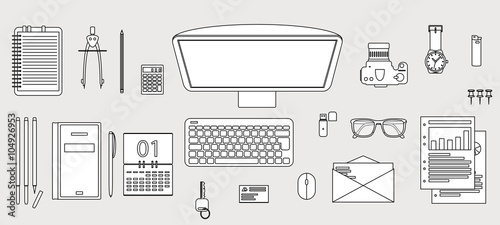 Office desk objects illustration