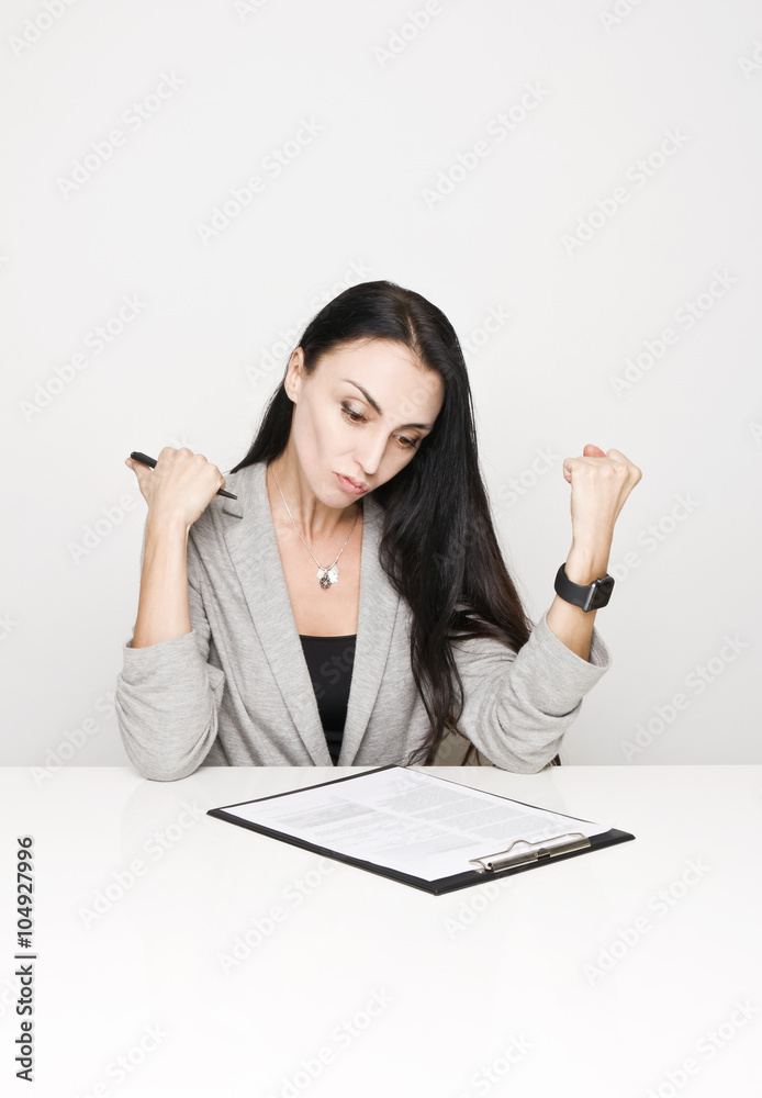 Portrait of a business woman with binder Portrait of a business woman with binder