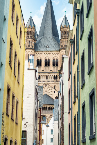 Old Town Cologne and Saint Martin Church, Colorized Pastel Style