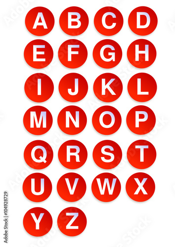 Alphabet - letters in red circles