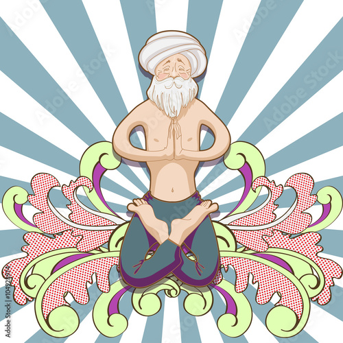 Old man do yoga pose for health