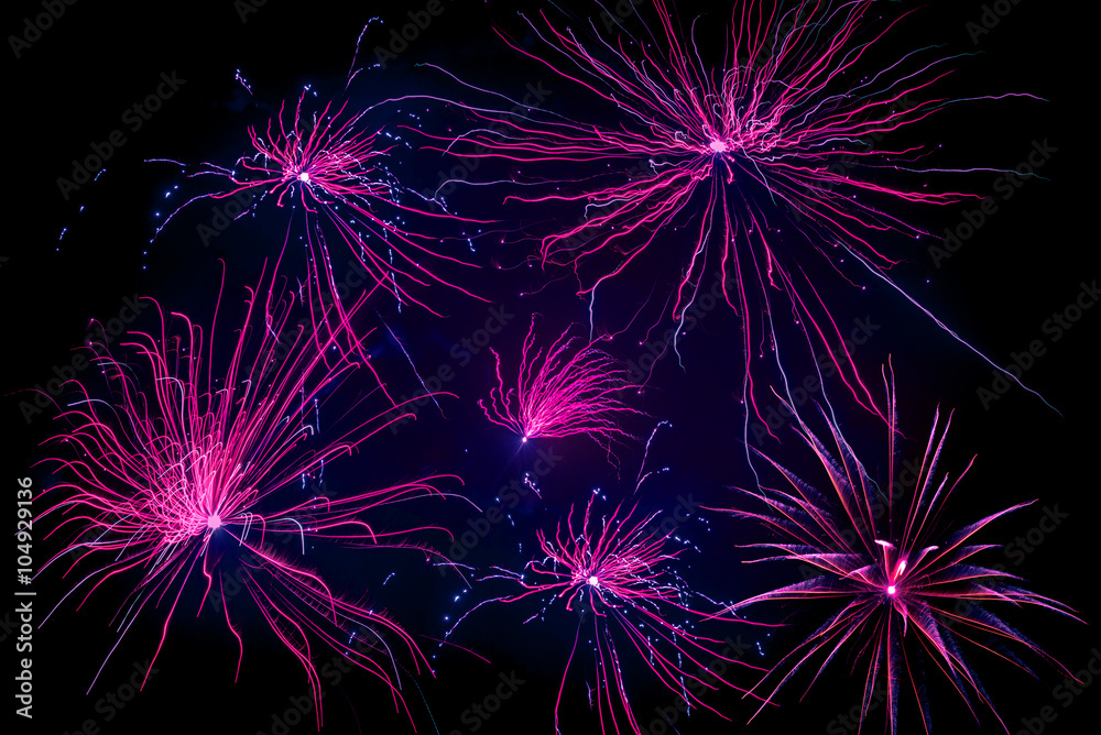 Violet fireworks on black background Violet fireworks on black background