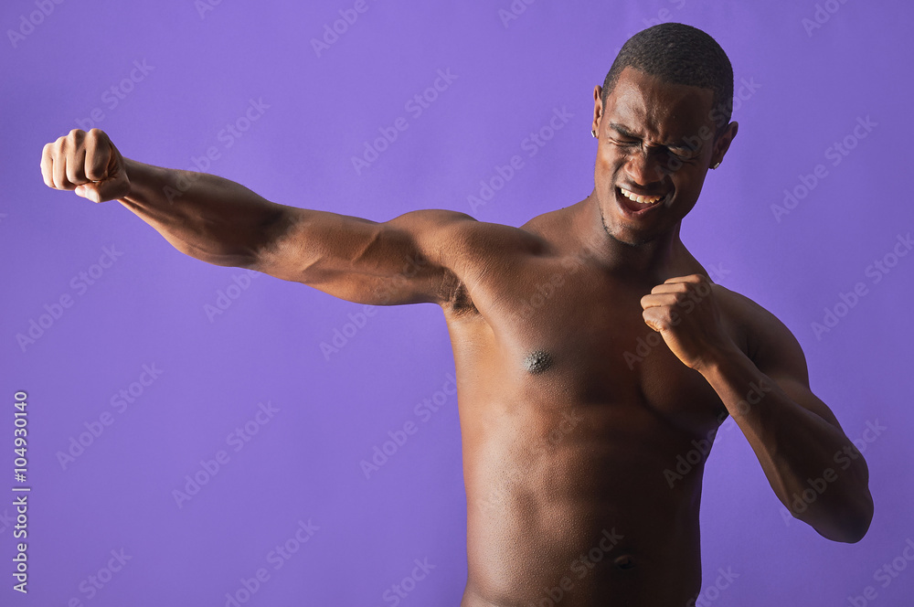 Amazing black british muscular man model at body art studio shoot Amazing black british muscular man model at body art studio shoot