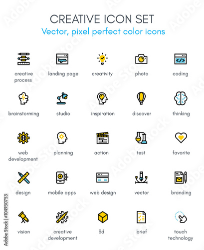 Creative package line icon set.