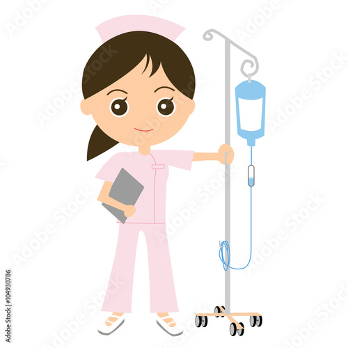 点滴を持つ看護師