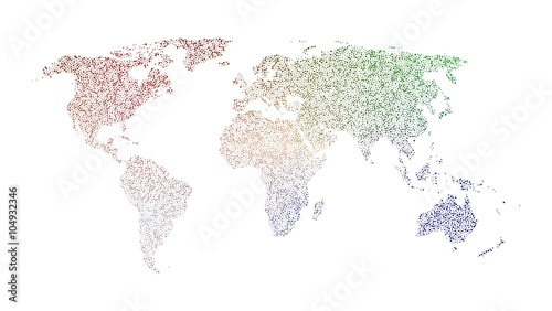 world map created from color dots