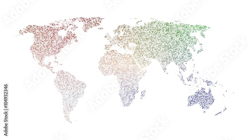 Fototapeta Naklejka Na Ścianę i Meble -  world map created from color dots