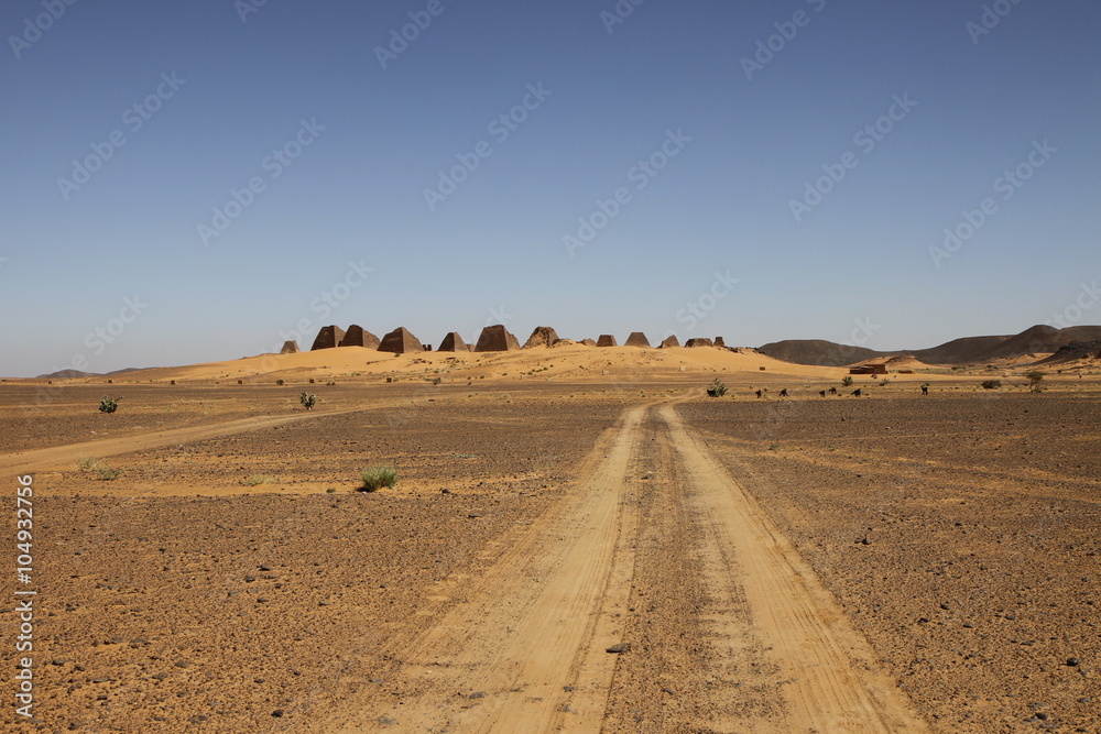 Road to pyramids of Meroe 