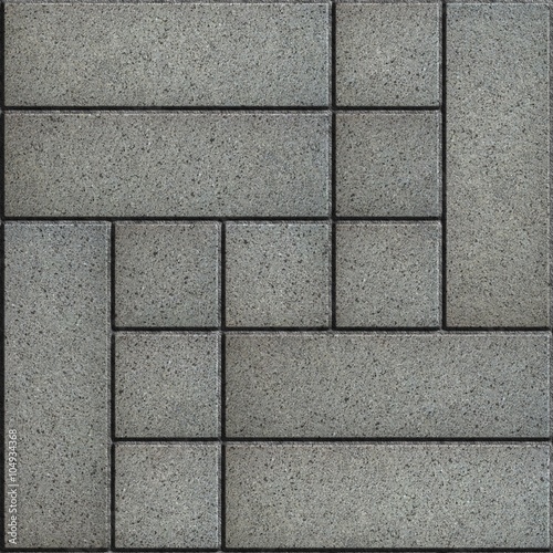 Gray Paving Slabs. Rectangular and Square Laid Out as a Geometric Pattern.  Seamless Tileable Texture.