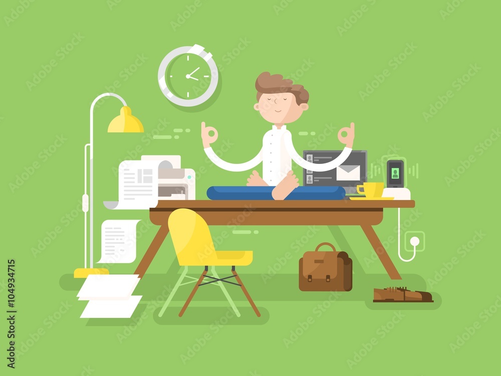Meditation businessman in office Meditation businessman in office