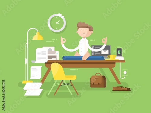 Meditation businessman in office