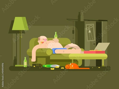Lazybones character design flat