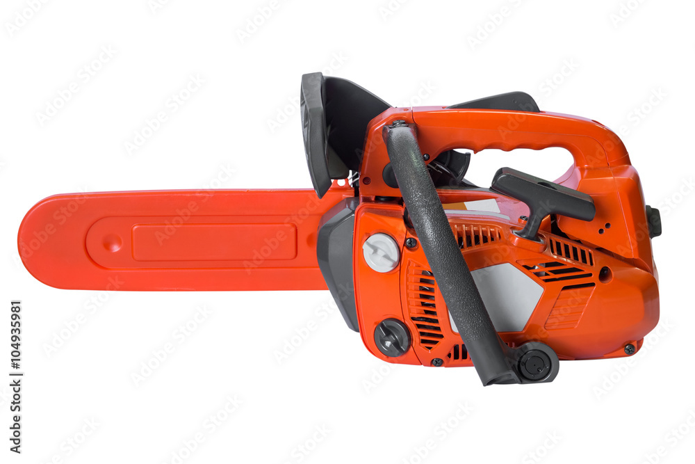 manual gasoline saw isolated on white background manual gasoline saw isolated on white background