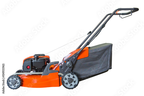 lawn mower isolated on a white background photo