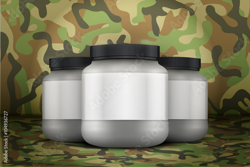 Mockup Background of Sport Nutrition Container. Whey Protein and Gainer. 