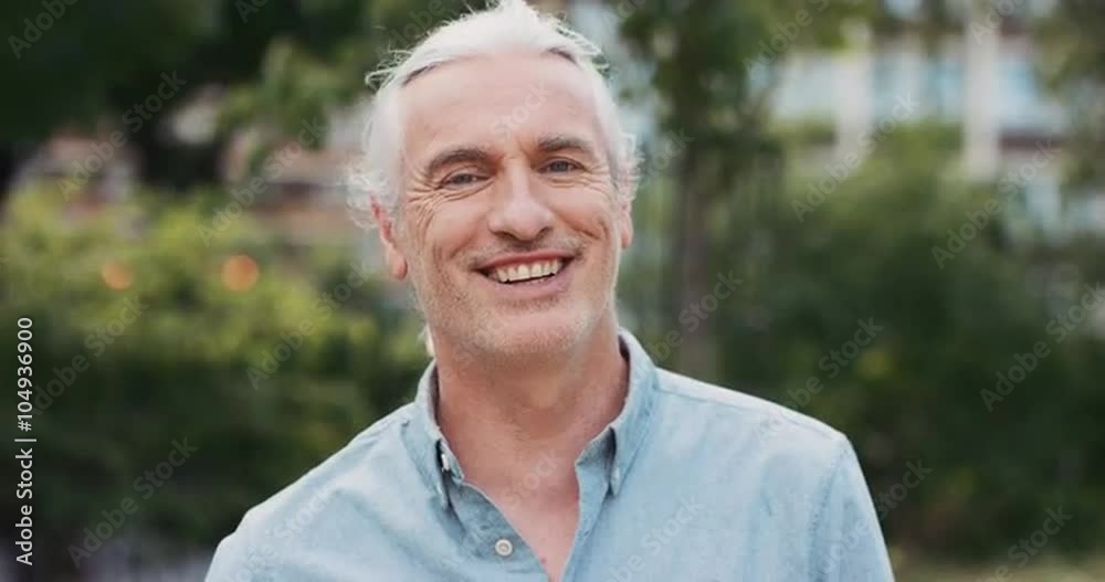 Slow Motion Portrait of happy Mature caucasian man smiling Slow Motion Portrait of happy Mature caucasian man smiling
