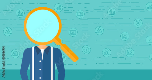 Man with magnifier instead of head.