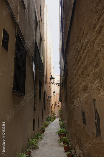 Narrow street in Barcelona. Spain. © Nadmak
