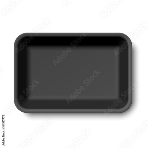 Black empty styrofoam food tray 