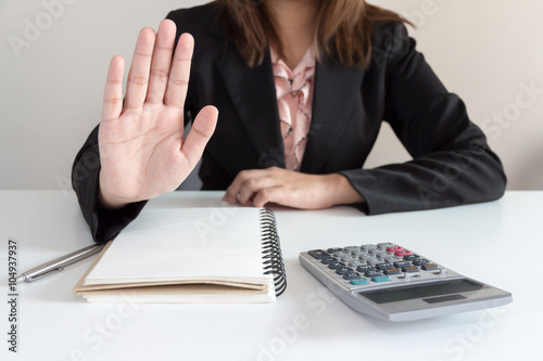 Businesswoman says no at her office