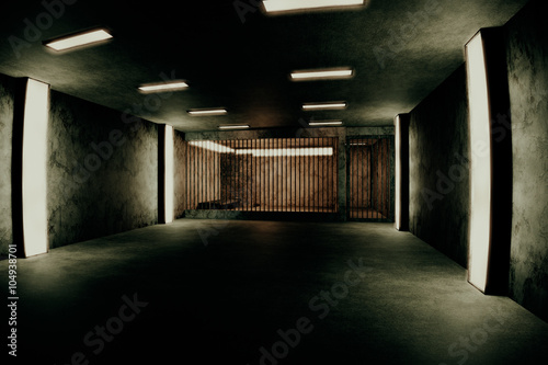 Old Worn Out Dwelled Private Prison Cell Scene