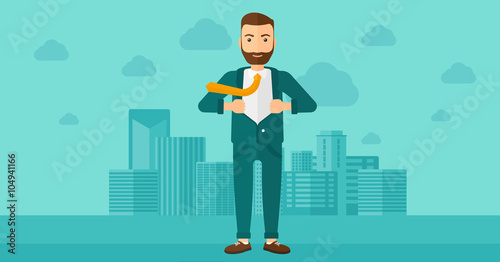 Businessman taking off jacket.