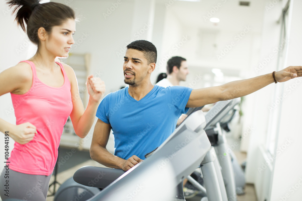 Young people training in the gym