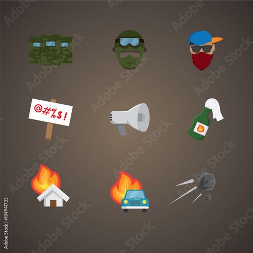 Simple set of protest related vector flat icons