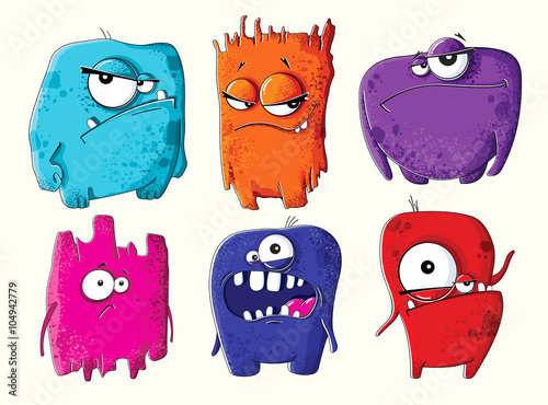 Obraz na plátně Set of funny cartoon monsters