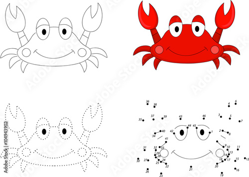 Cartoon crab. Dot to dot game for kids