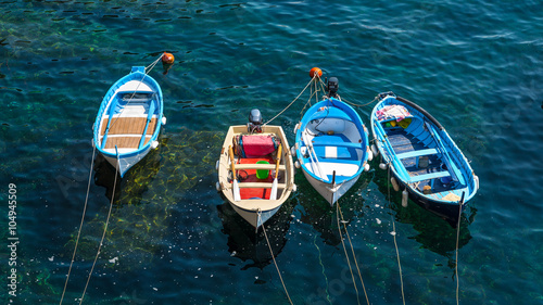 Canvastavla fishing boats inside the harbor of Vernazza, Cinque Terre, Italy