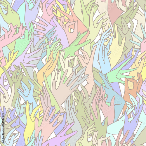 Fototapeta Naklejka Na Ścianę i Meble -  Vector seamless pattern of graceful female hands bound in pastel colors