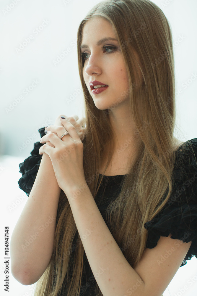 portrait of beautiful young girl in dress portrait of beautiful young girl in dress