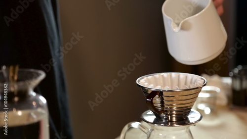 Professional barista makes hand brew coffee compilation