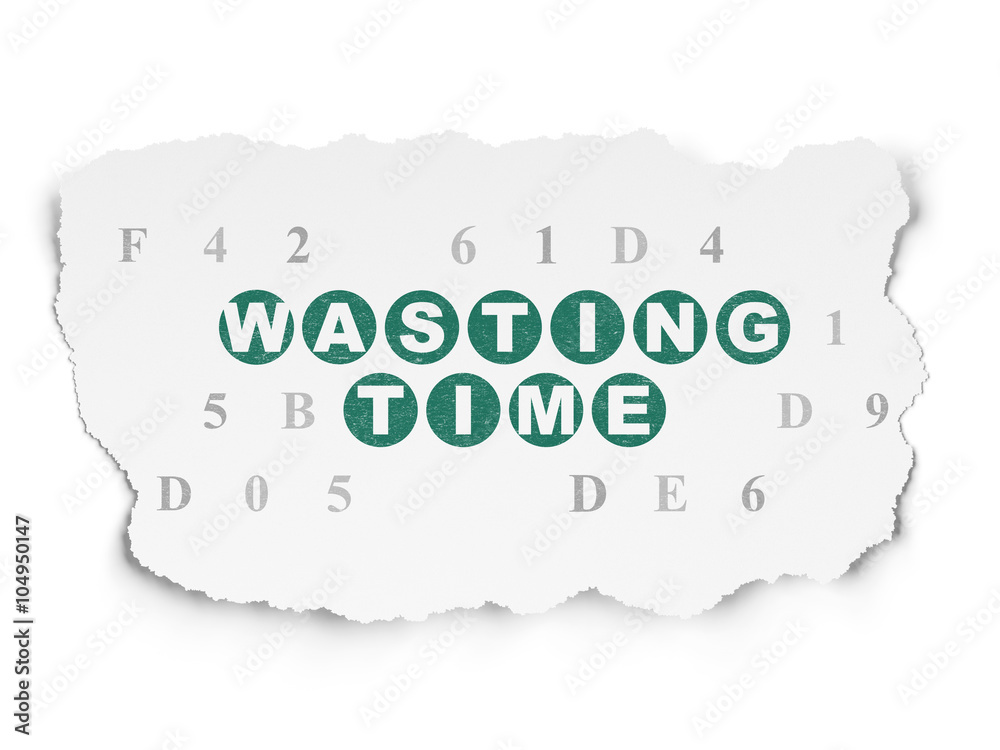 Time concept: Wasting Time on Torn Paper background Time concept: Wasting Time on Torn Paper background