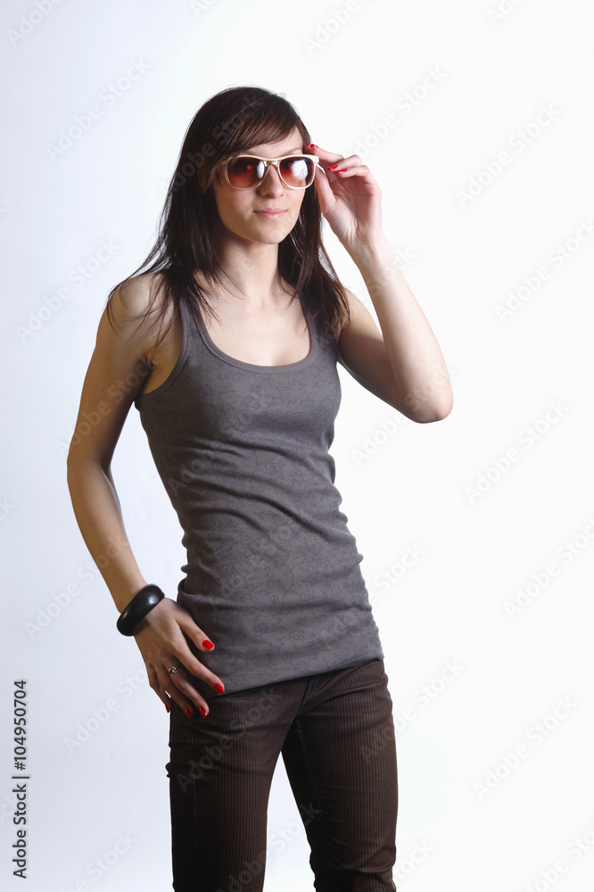 young beautiful girl with sunglasses young beautiful girl with sunglasses
