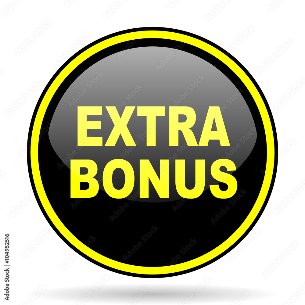 extra bonus black and yellow glossy internet icon extra bonus black and yellow glossy internet icon