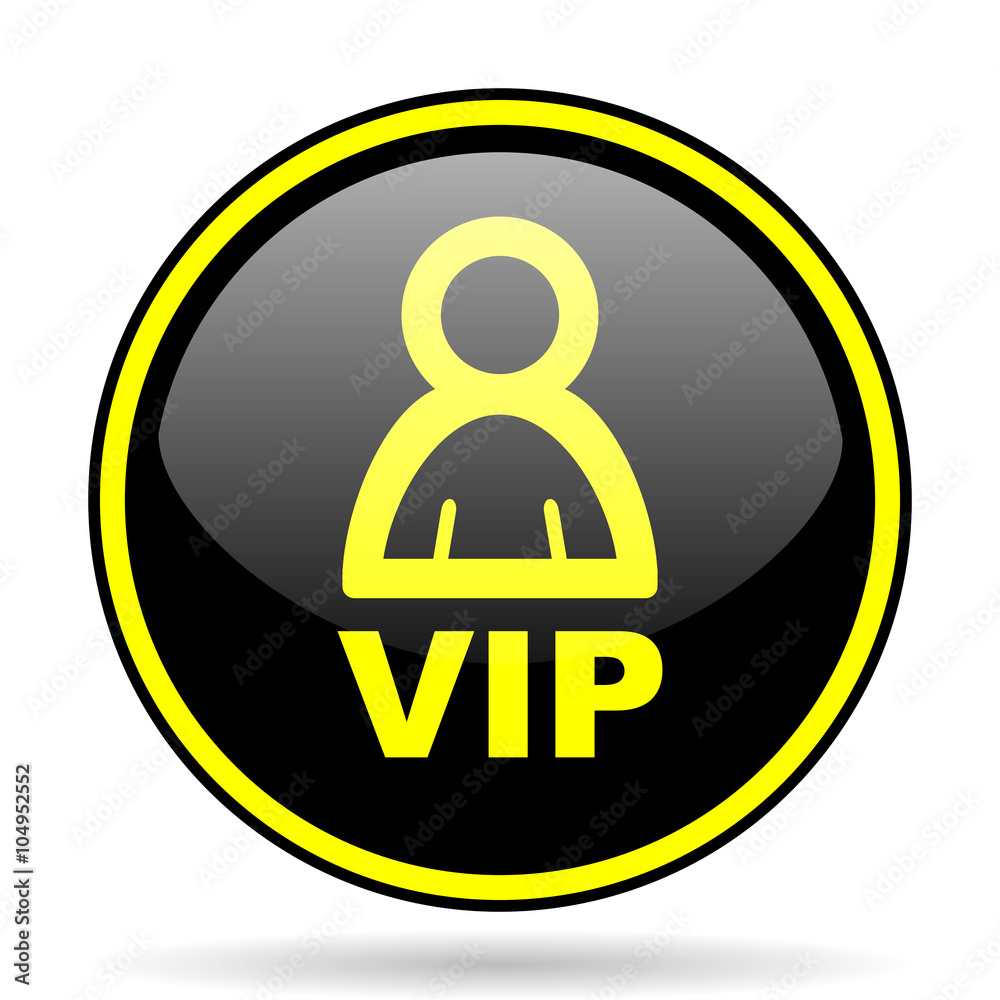 vip black and yellow glossy internet icon