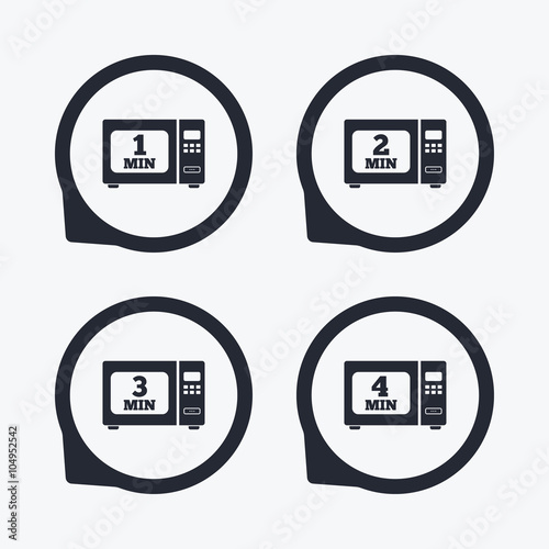 Microwave oven icons. Cook in electric stove.