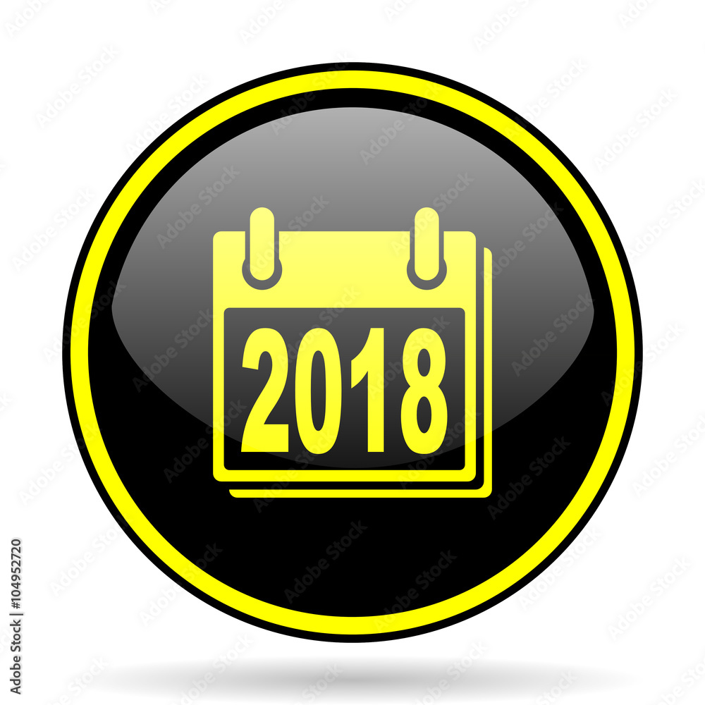 new year 2018 black and yellow glossy internet icon new year 2018 black and yellow glossy internet icon
