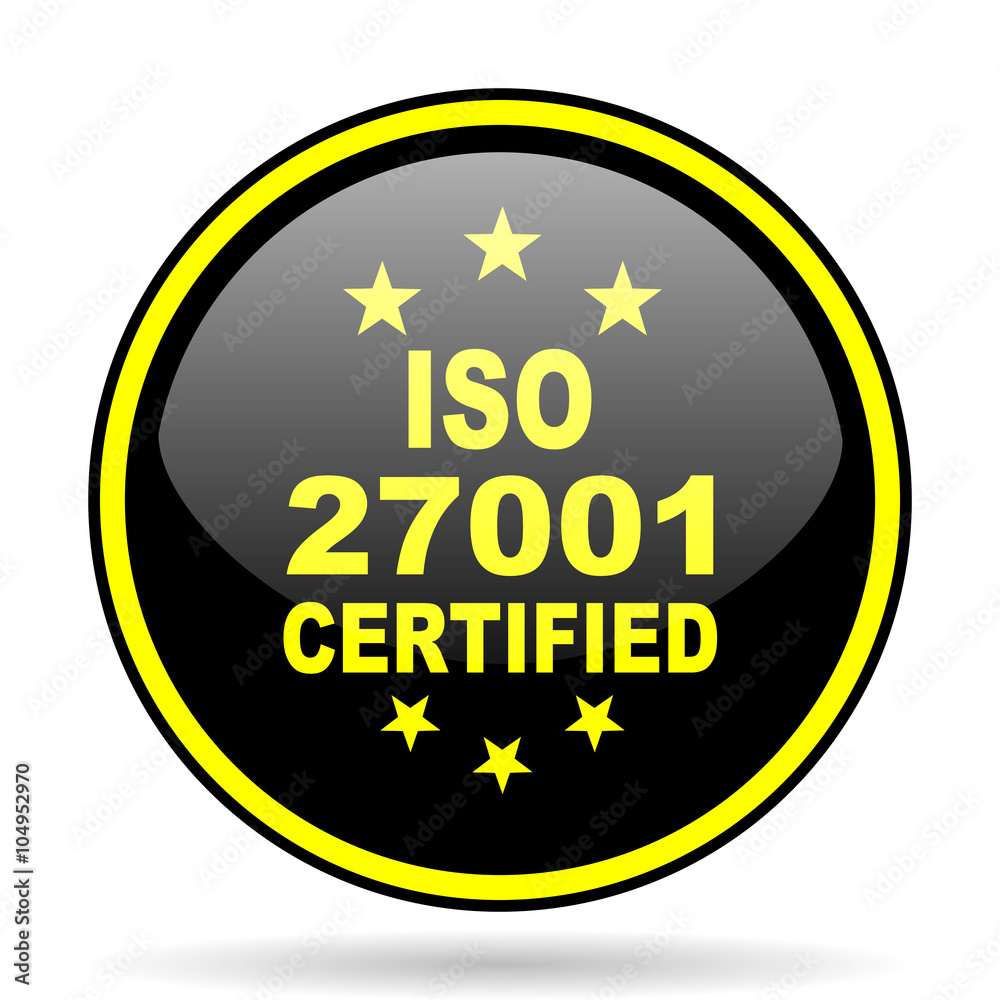 iso 27001 black and yellow glossy internet icon