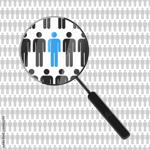 HR looking for a employee with magnifying glass