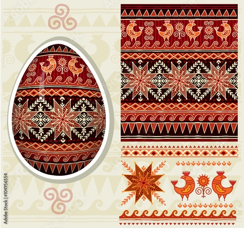 Traditional folk ornament for Easter eggs Pysanka
