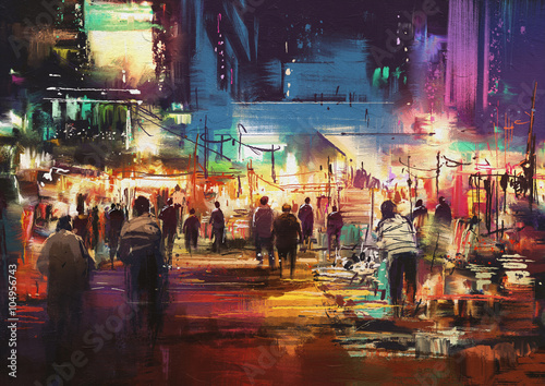 ilustracja-miasta-ulicy-handlowej-z-kolorowym-zyciem-nocnym