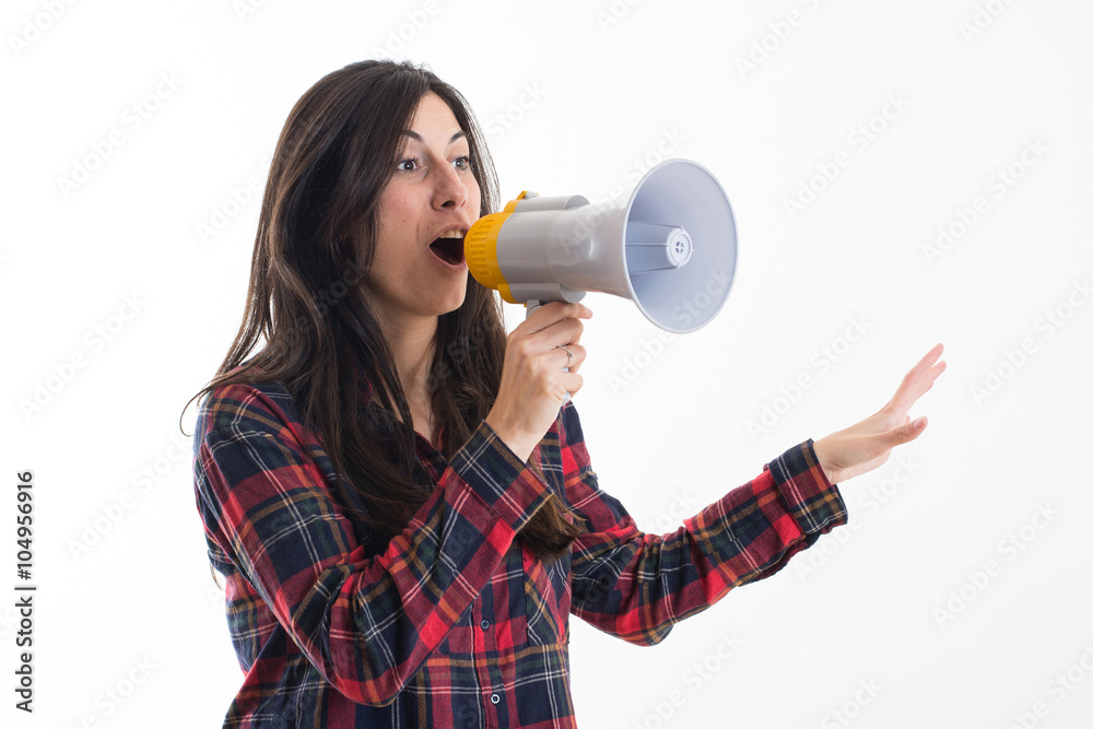 young woman with megaphone