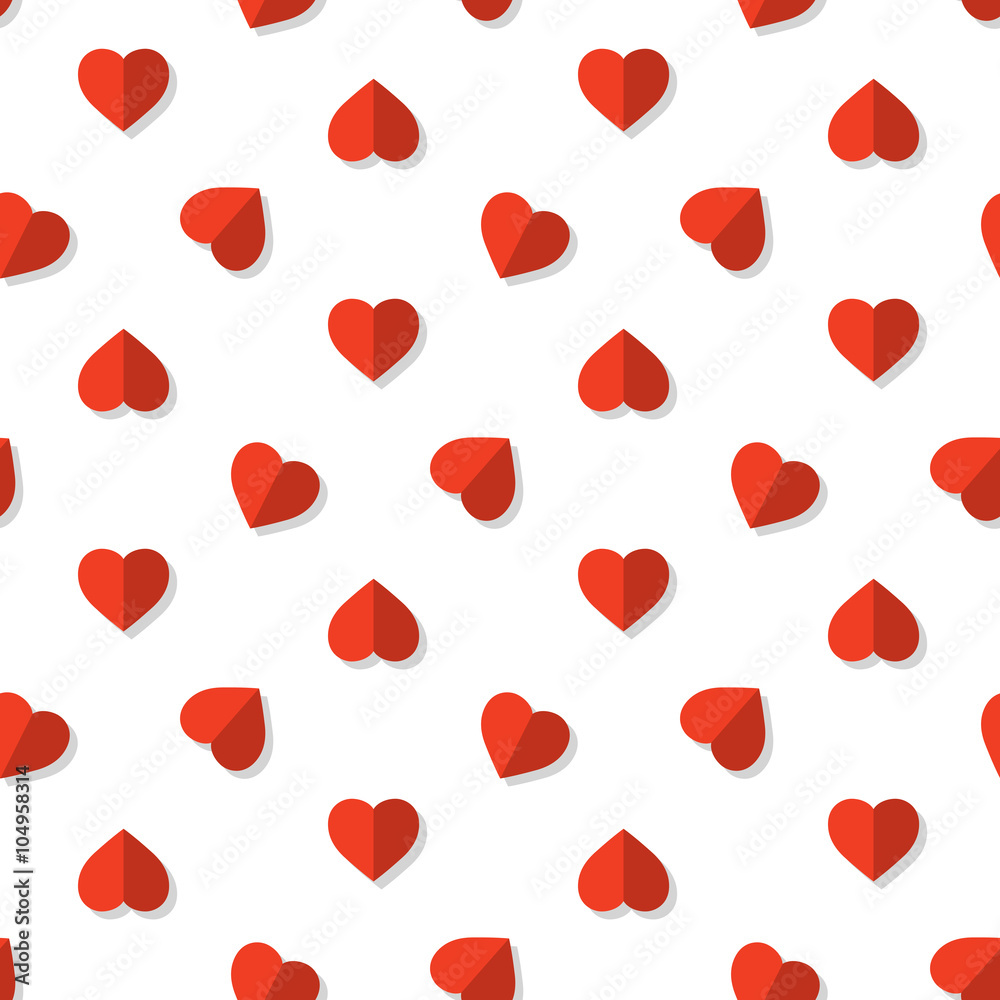 Vector seamless red hearts pattern in flat style isolated on a white background Vector seamless red hearts pattern in flat style isolated on a white background