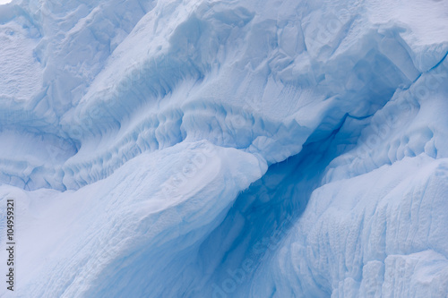 Detail structural formes in Iceberg wall at Curtis Bay, Antarctica.