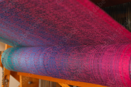 Color loom weaving close up shot