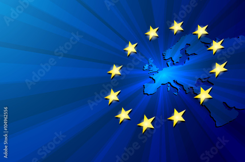 Europe map and European union flag