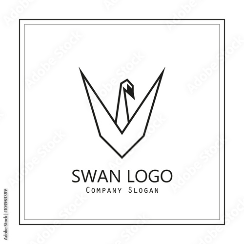 Unique concept. Geometric swan logo. Swan bird abstract vector logo design template. 